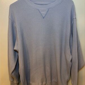 Aerie Light Blue Waffle Knit Sweatshirt